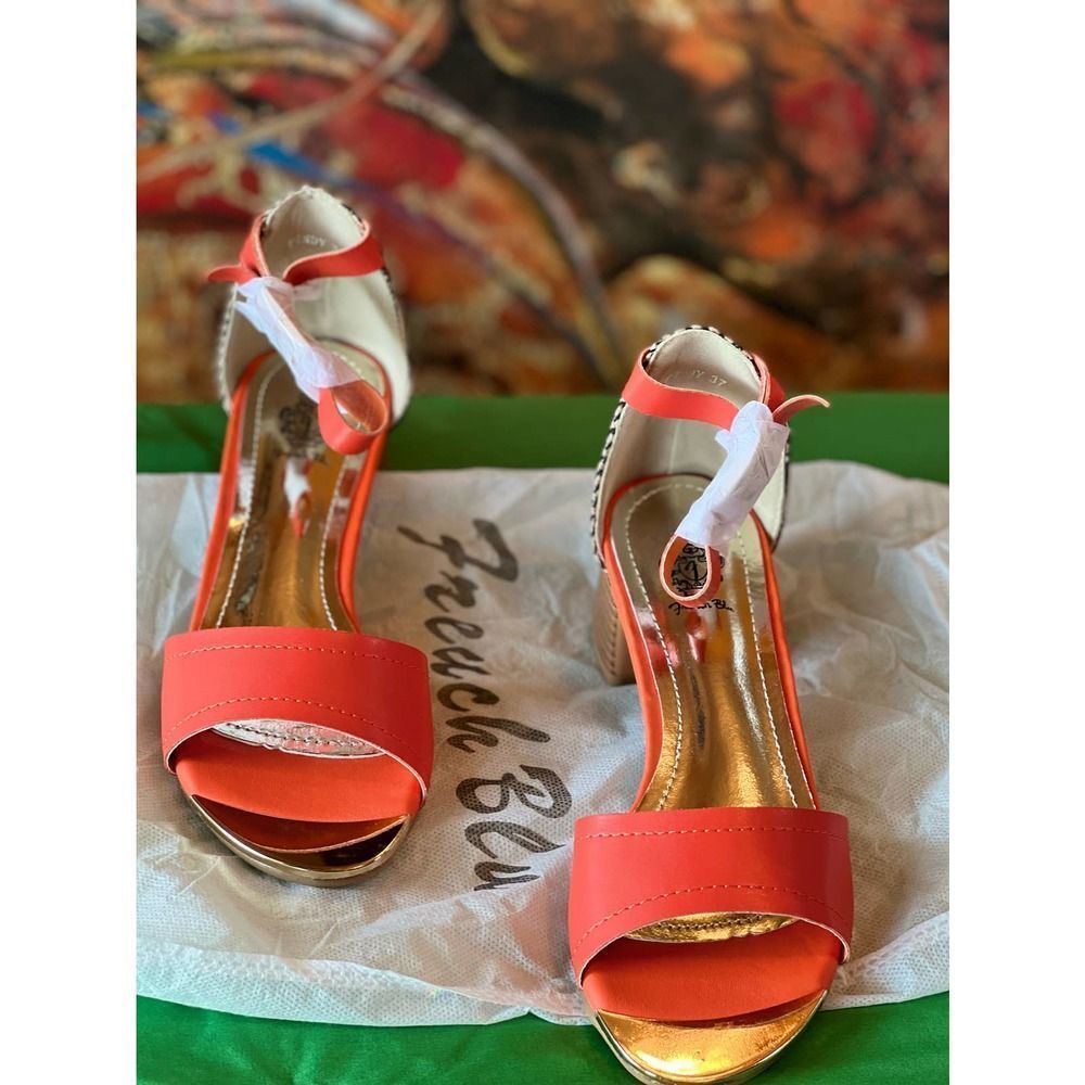 French Blu Women's Orange Cindy Ankle Strap Slingback Sandal EU37 US 6 - Picture 10 of 10